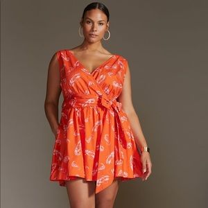 NWT Maeve Flirty Wrap Mini Dress- red motif